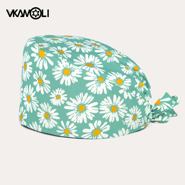 Gorro Quirúrgico Unisex con Estampado de Margaritas VKAMOLI