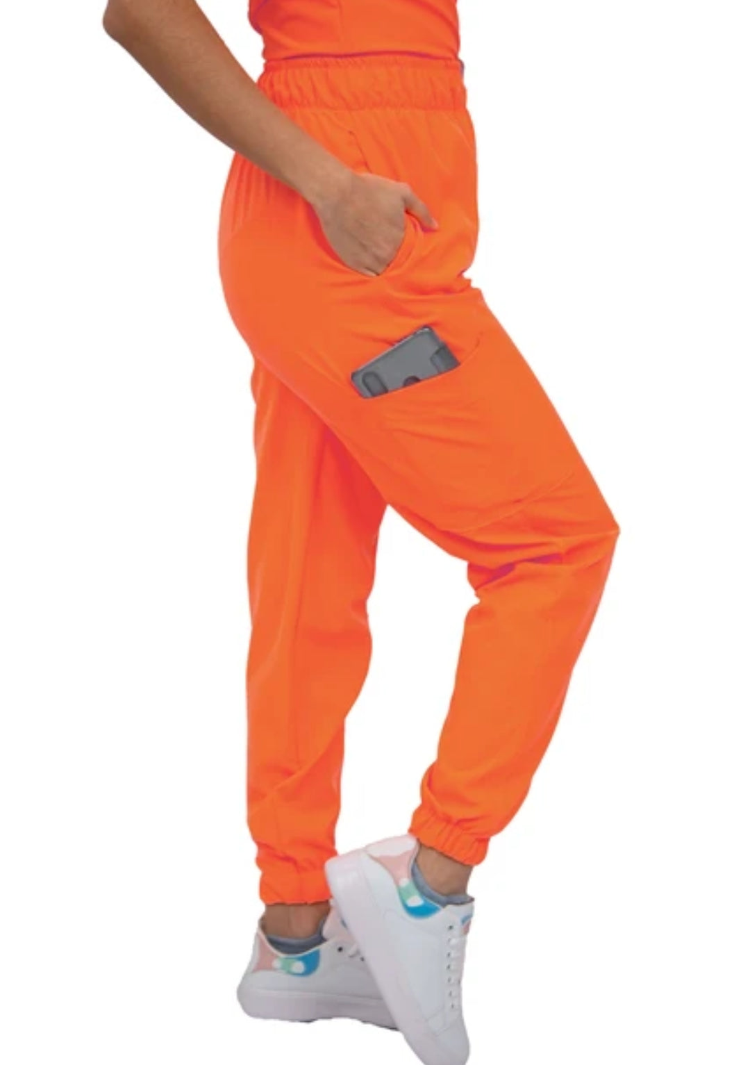 Eliz Women’s Orange Scrub Set – Fluid-Repellent & Antibacterial with Jogger Pants Kolorum