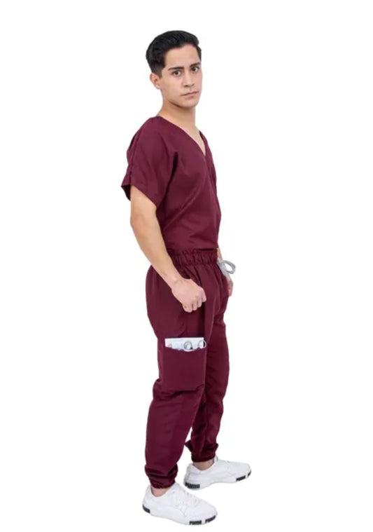 Men's Spatium Wine Red Scrub – Comfort and Style for Healthcare Professionals Kolorum